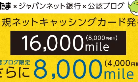ジャパンネット銀行ネットキャpッシング80,000pt（8,000円分）