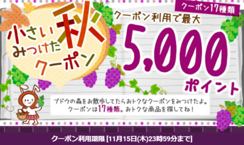 最大5,000PT!☆クーポン17種!